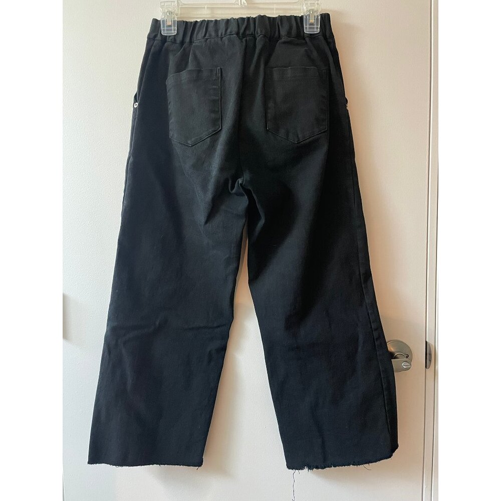 Oak + Fort Full Length Twill Wide Leg Pant (Cropped w/ Raw Hem) - Picture 2 of 5